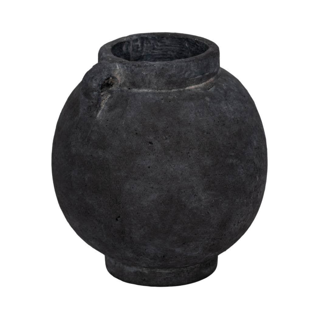 Brianna Bulbous Handle Vase - Black, 7 in.