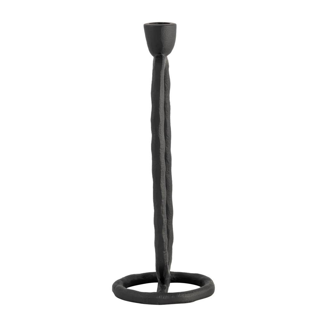 Metal Open Oval Base Taper Candle Holder - Black, 11 in.