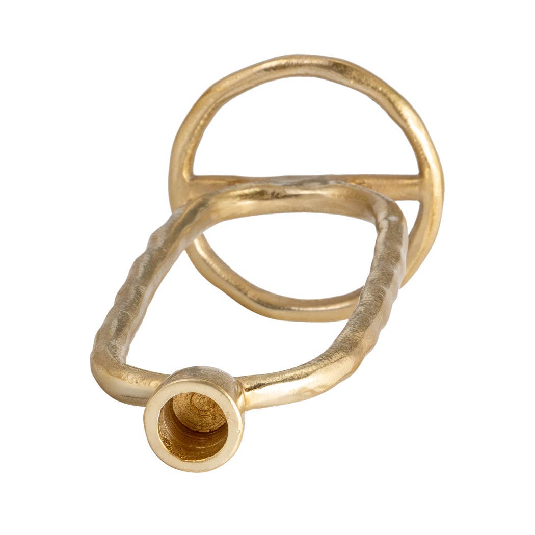 Metal Open Oval Taper Candle Holder - Gold, 10 in.