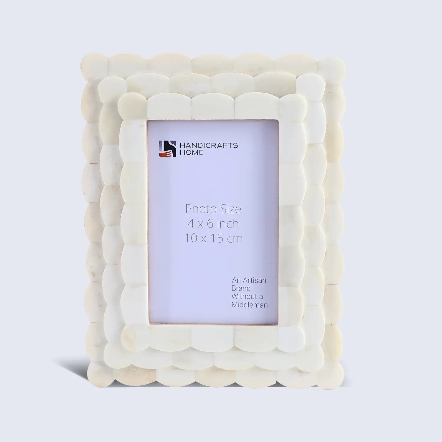 Picture Frame Scalloped Arts Bone Inlay White 4x6