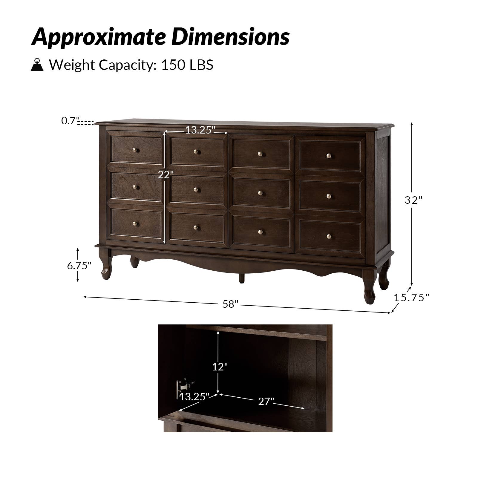 Aggie 58" Wide 4 door Sideboard: Acorn