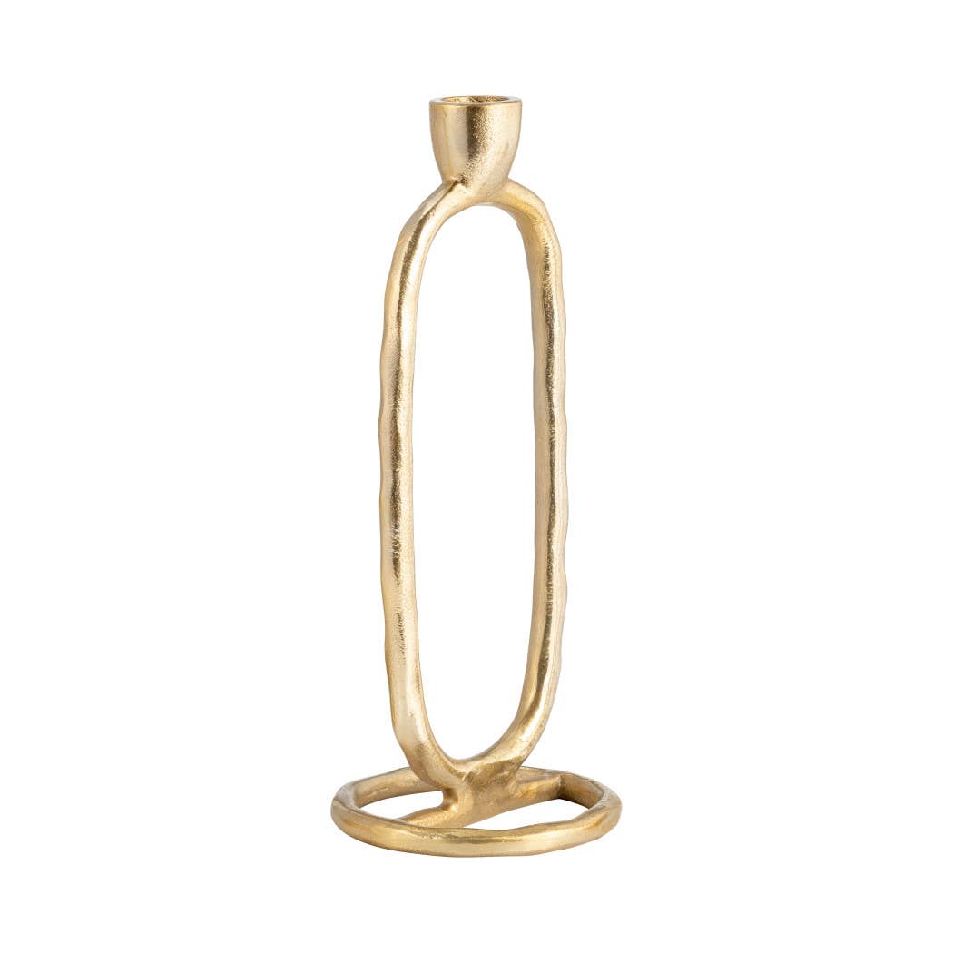 Metal Open Oval Taper Candle Holder - Gold, 10 in.