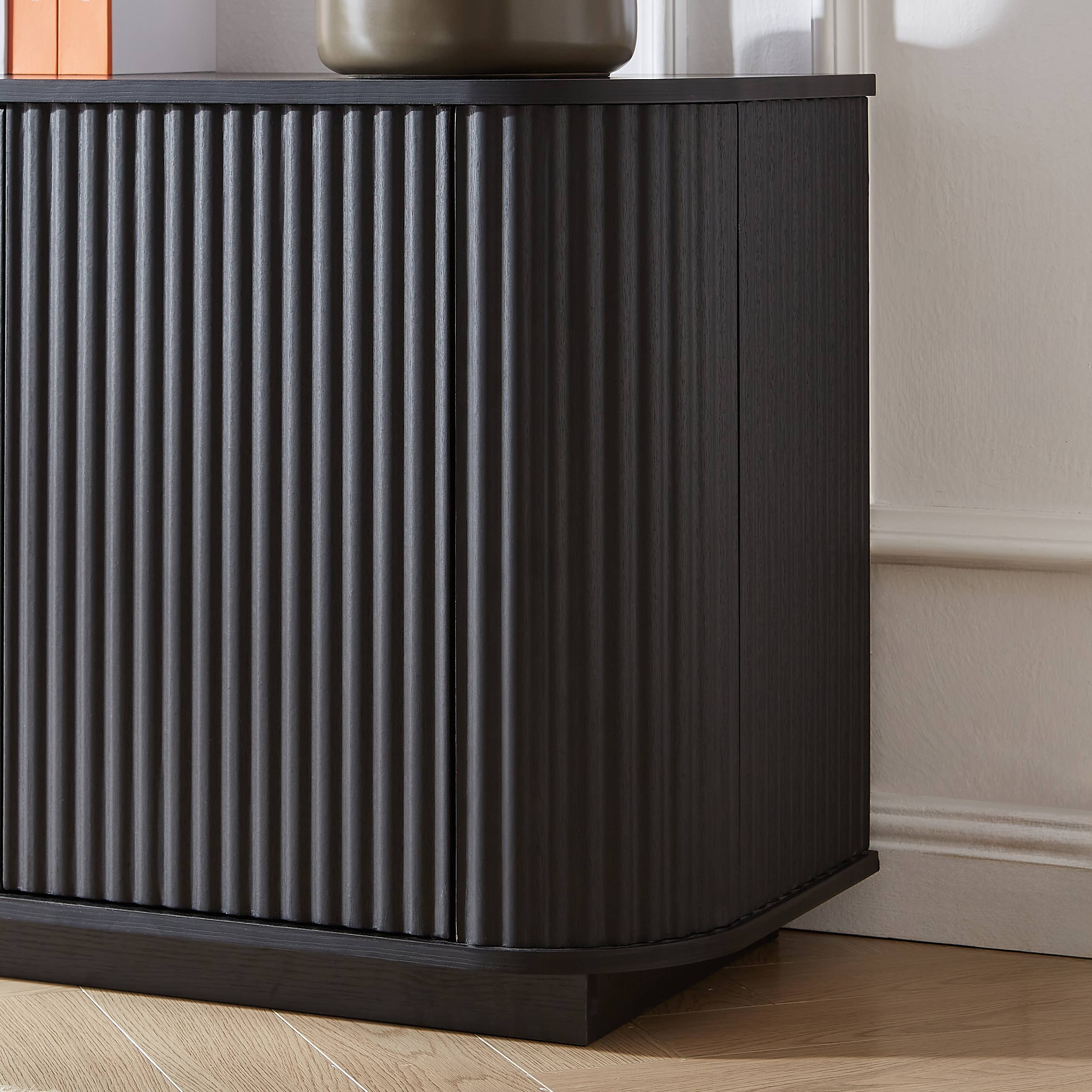 Fall Walnut Sideboard Cabinet with Adjustable Shelves: Natural