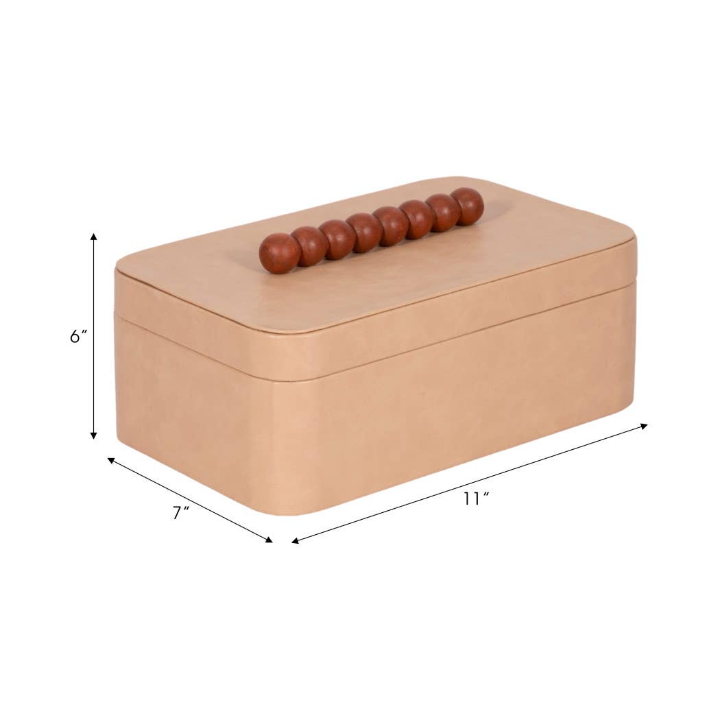 Greta Faux Leather Bead Handle Box, 11 in.