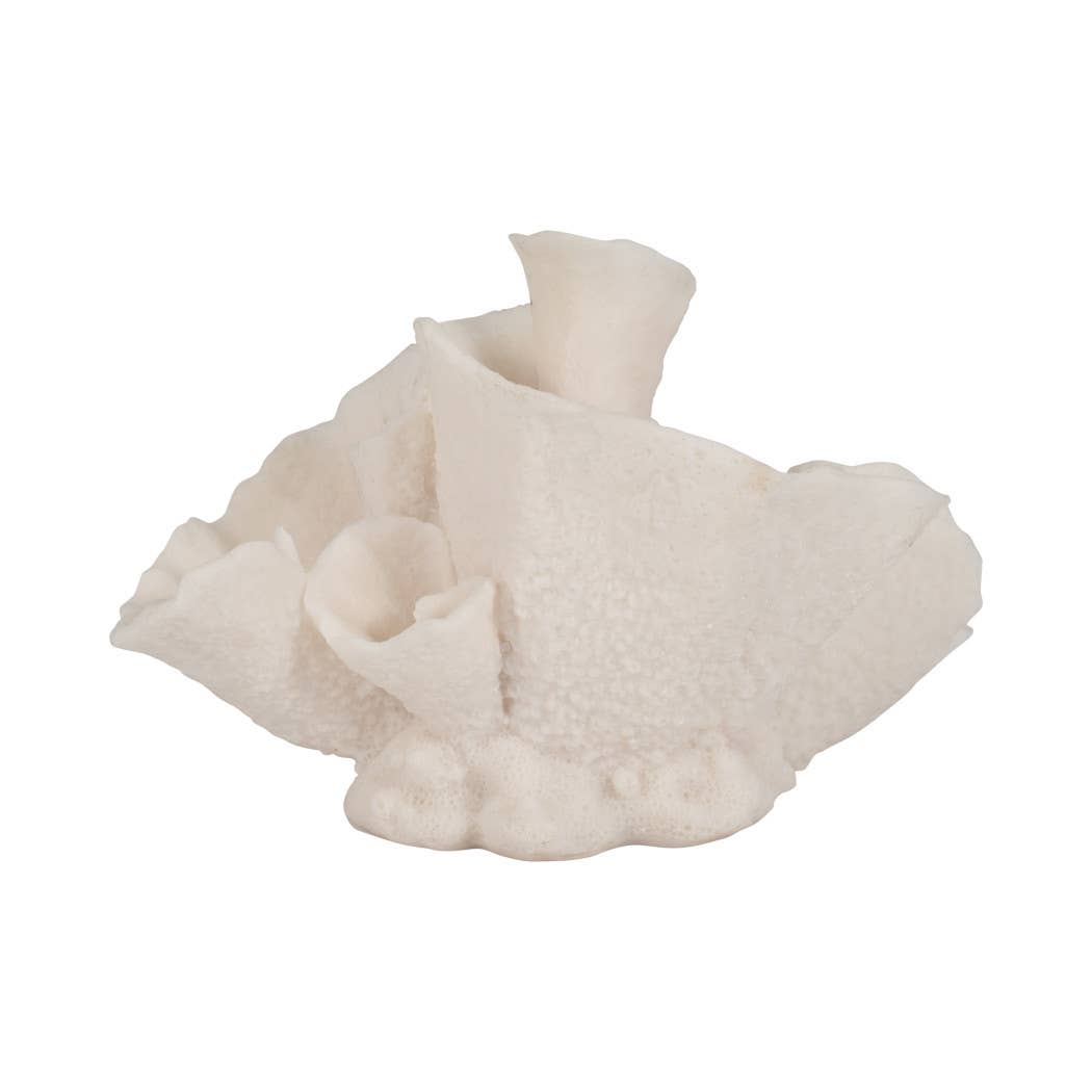 Ivory Resin Coastal Coral Figurine, 8"