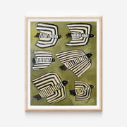 Six Striped Birds Print, 9x12
