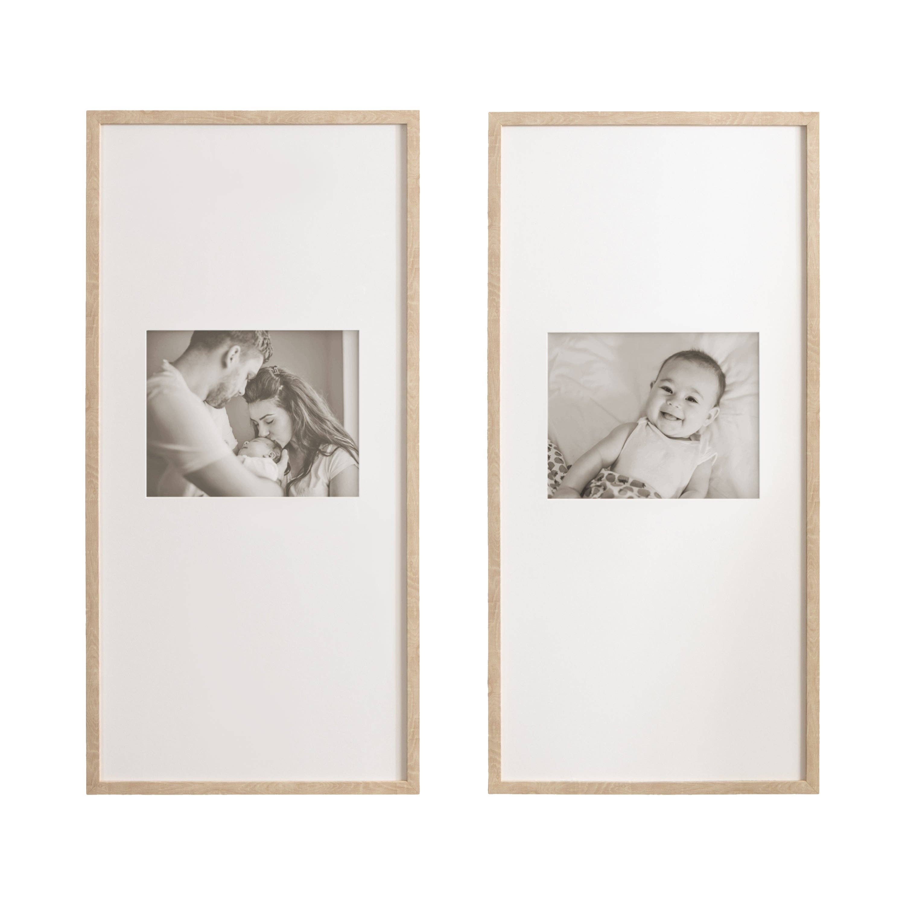 Gallery Photo Frame Set: Natural / 14x30 matted to 8x10