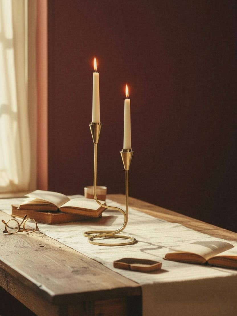 Gold Loop Taper Candle Holder