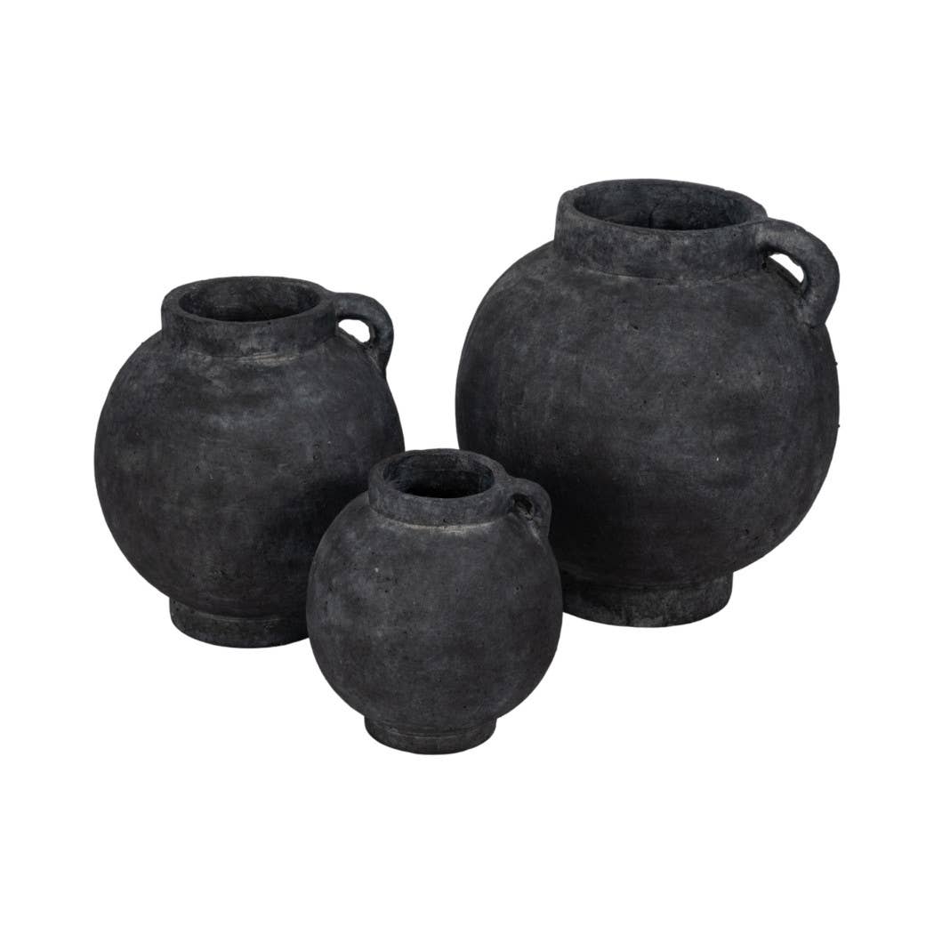 Brianna Bulbous Handle Vase - Black, 7 in.