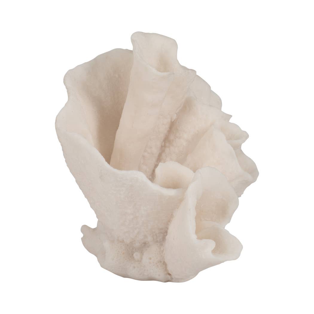 Ivory Resin Coastal Coral Figurine, 8"