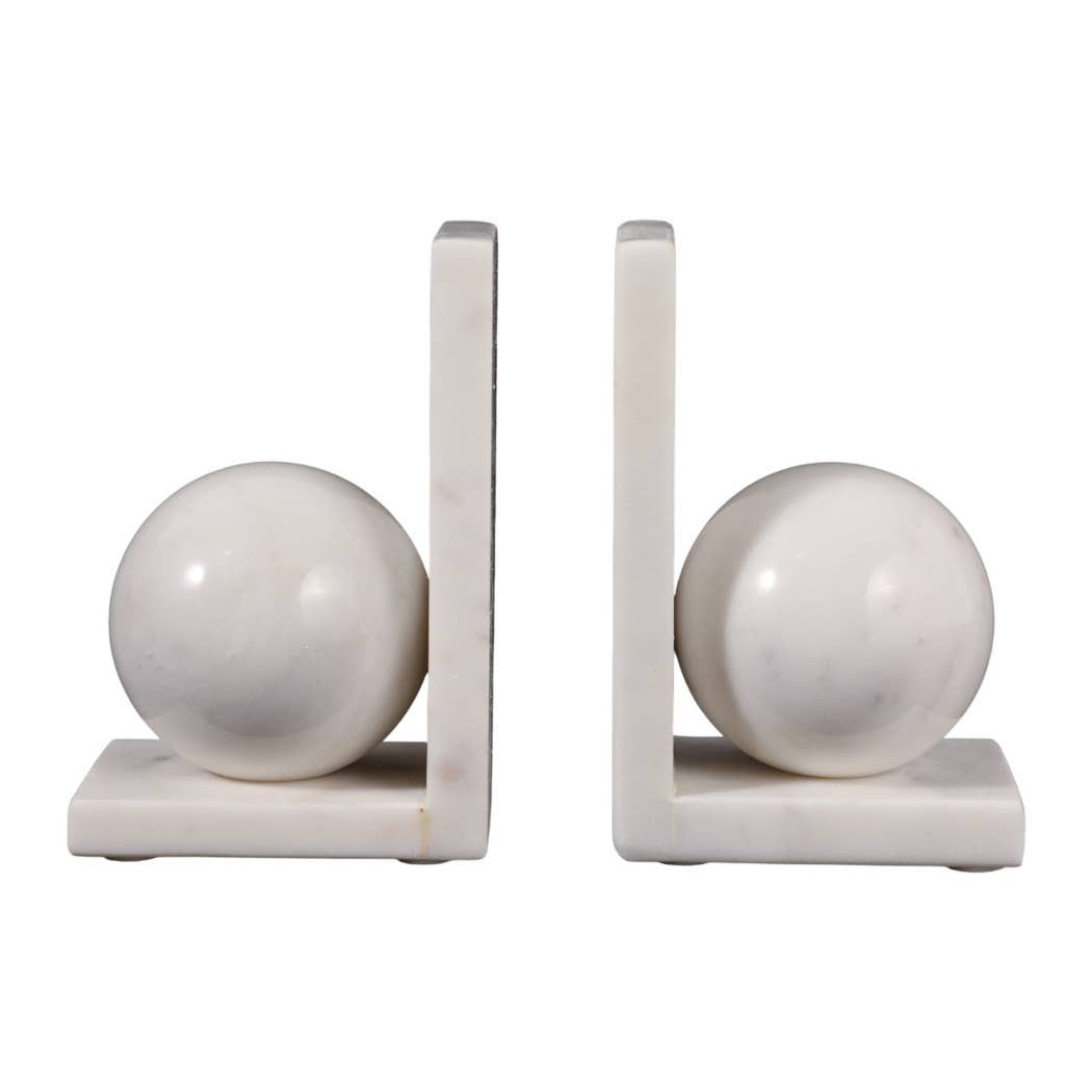 Margot Marble Modern Orb Bookends, 6 in.
