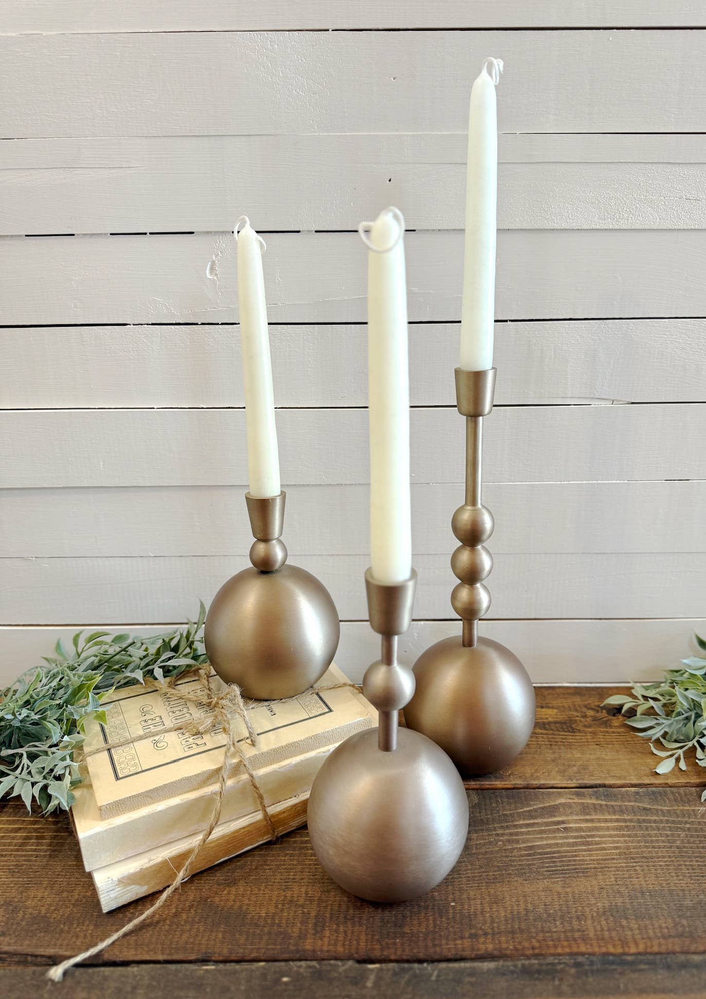 Small Stacked Orb Taper Candle Holder
