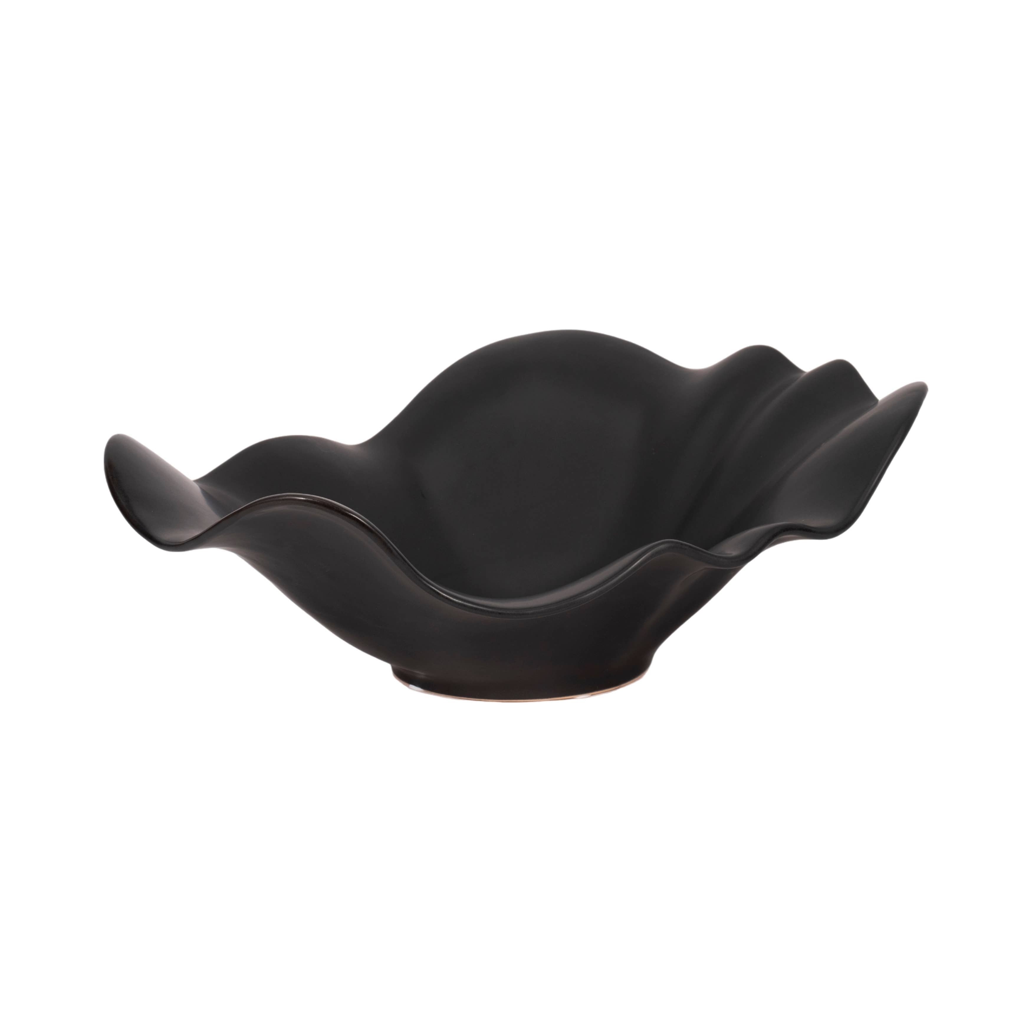 Katelyn Black Ruffled Edge Bowl, 18 in.