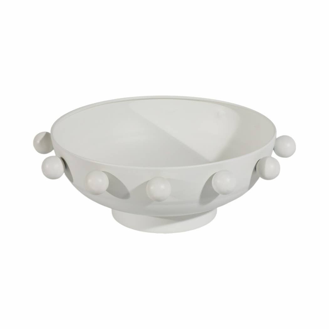 White Iron/Fir Wood Hobnail - Decorative Bowl, 11"