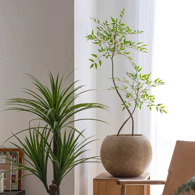 Round Magnesium Clay Planter: Beige / Medium