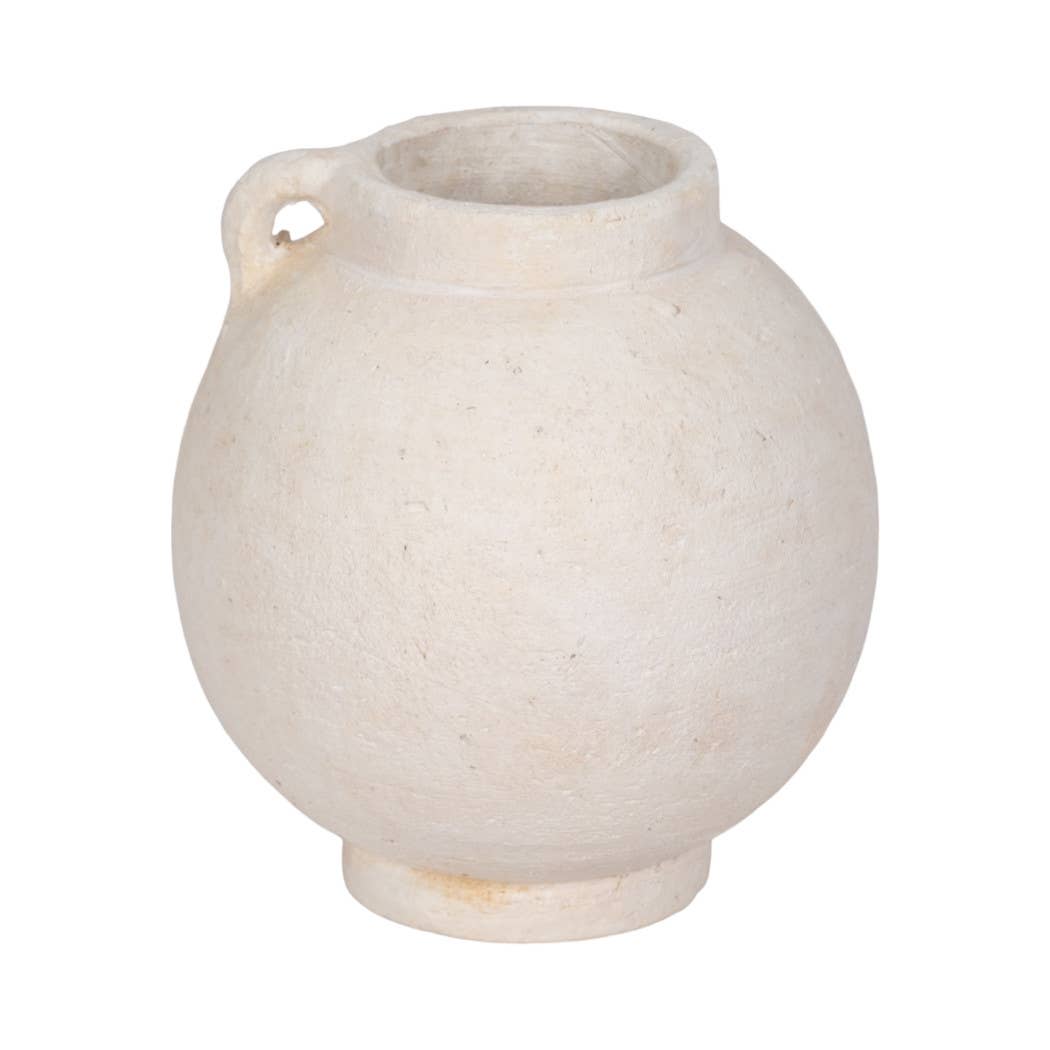 Brianna Bulbous Handle Jug - White, 7 in.