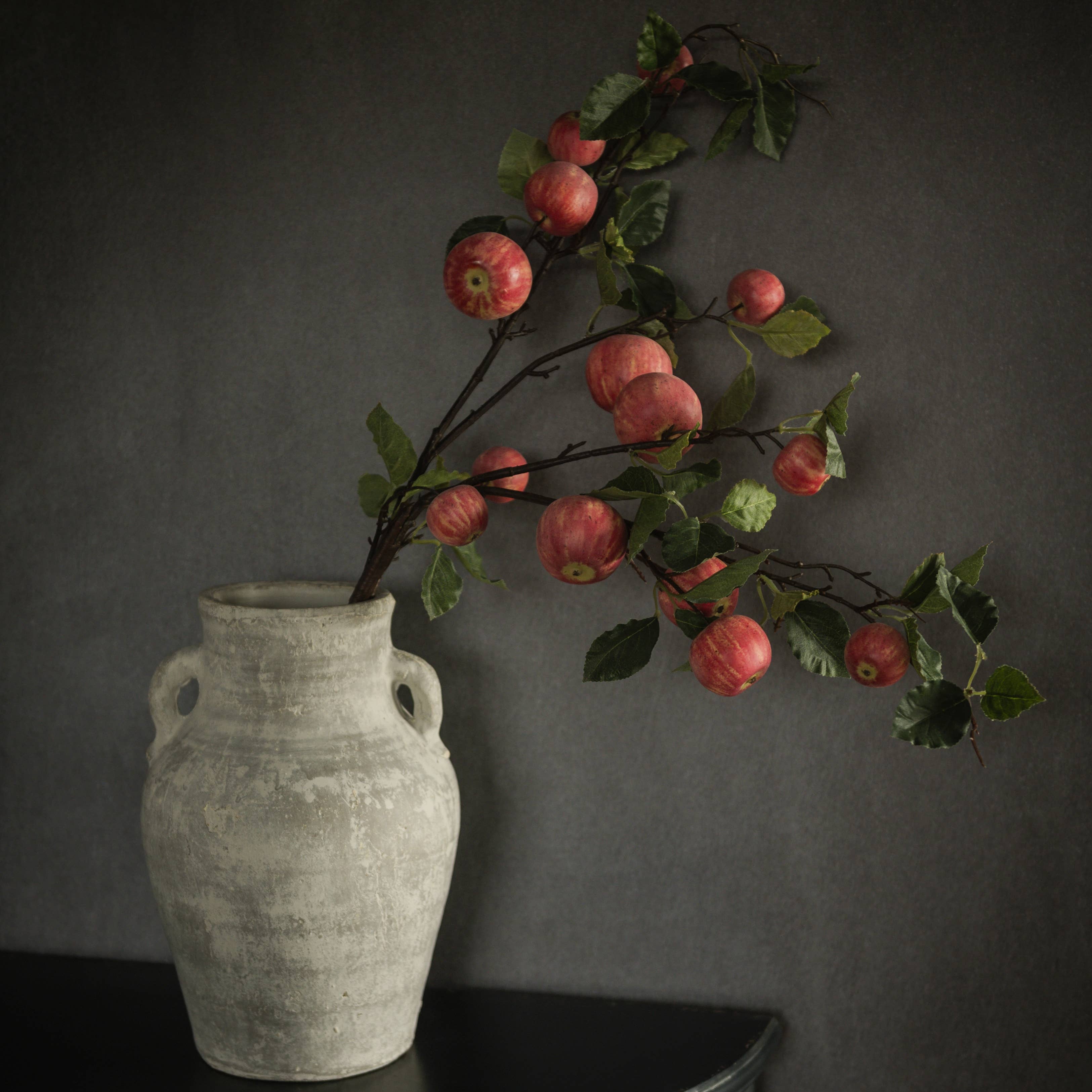 12" WHITEWASH TERRACOTTA VASE W/ HANDLES