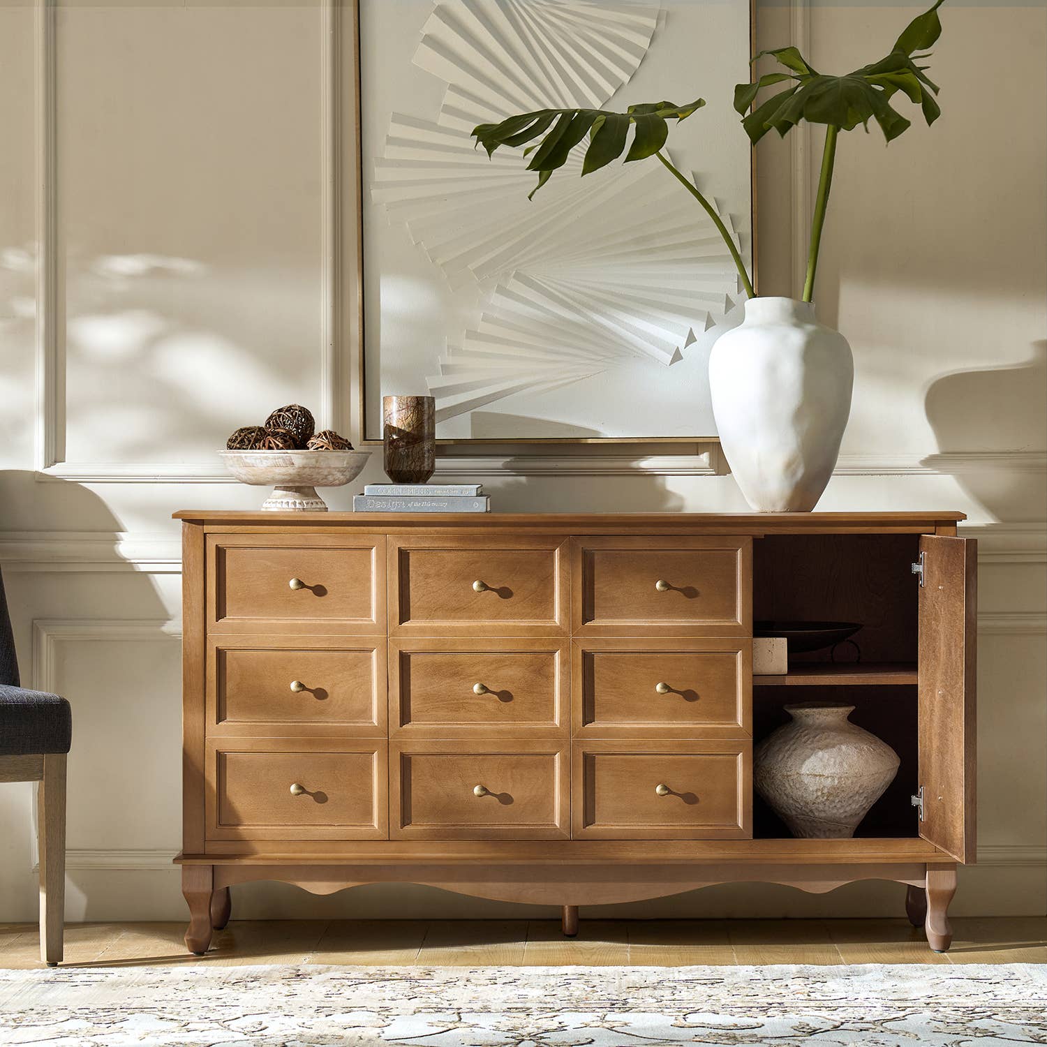 Aggie 58" Wide 4 door Sideboard: Acorn