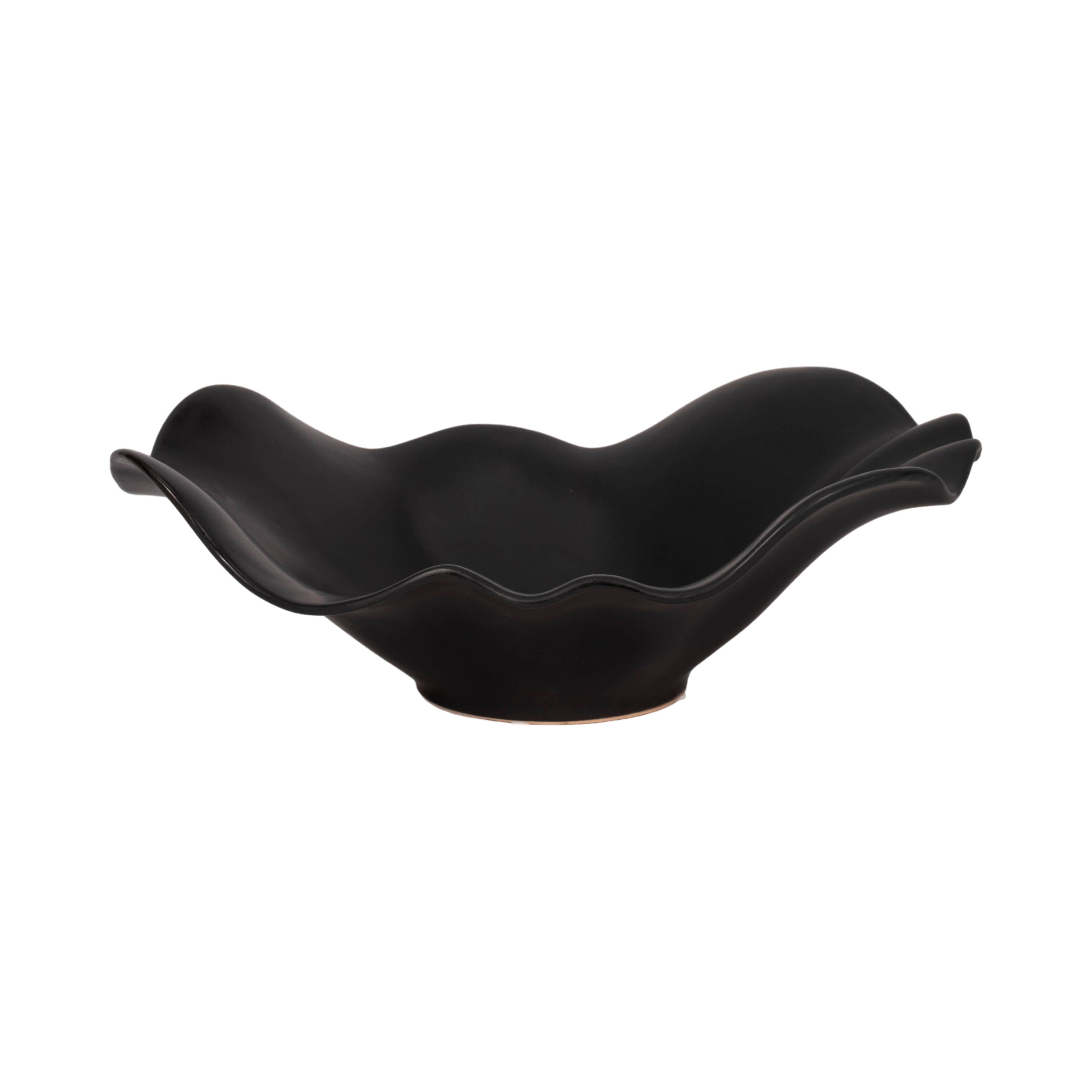Katelyn Black Ruffled Edge Bowl, 18 in.